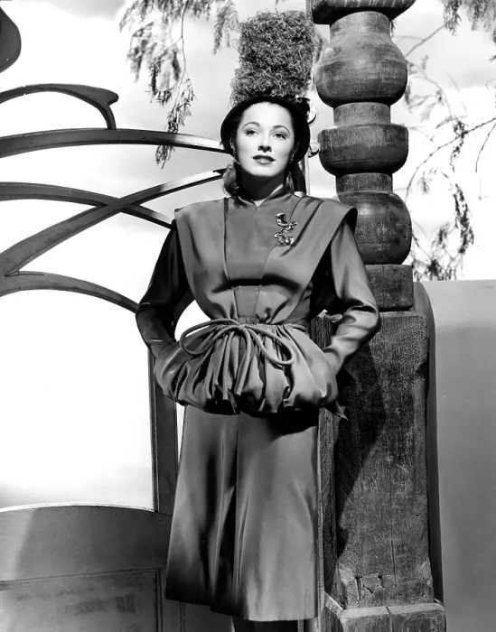 Framed Print : NEVER SAY GOODBYE, Eleanor Parker modeling an olive green faille suit designed by Leah Rhodes that she wears in the film, 1946 Framed Print : NEVER SAY GOODBYE, Eleanor Parker modeling an olive green faille suit designed by Leah Rhodes that she wears in the film, 1946