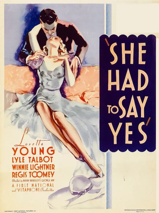 Framed Print : SHE HAD TO SAY YES, left from top: Lyle Talbot, Loretta Young on midget window card, 1933