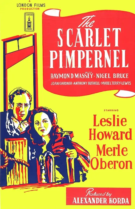 Framed Print : THE SCARLET PIMPERNEL, British ad art, from left: Leslie Howard, Merle Oberon, 1934