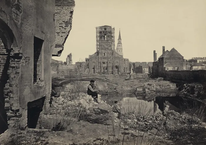 Framed Print : Scarred cityscape of Charleston, South Carolina, at the end of the US Civil War