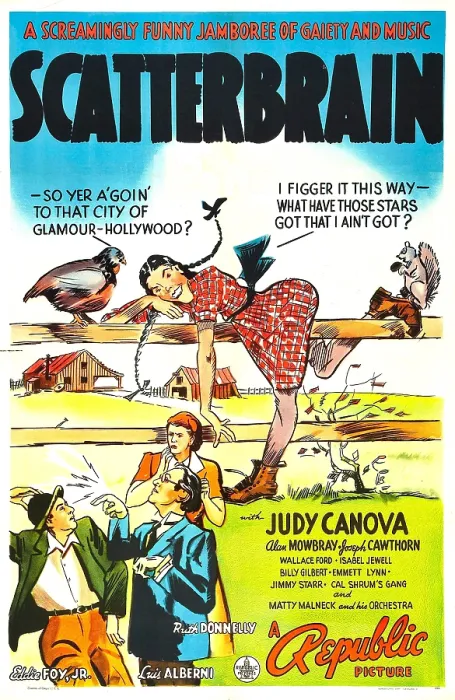 Framed Print : SCATTERBRAIN, US poster, Judy Canova (center), bottom left from left: Eddie Foy Jr. Luis Alberni, Ruth Donnelly, 1940