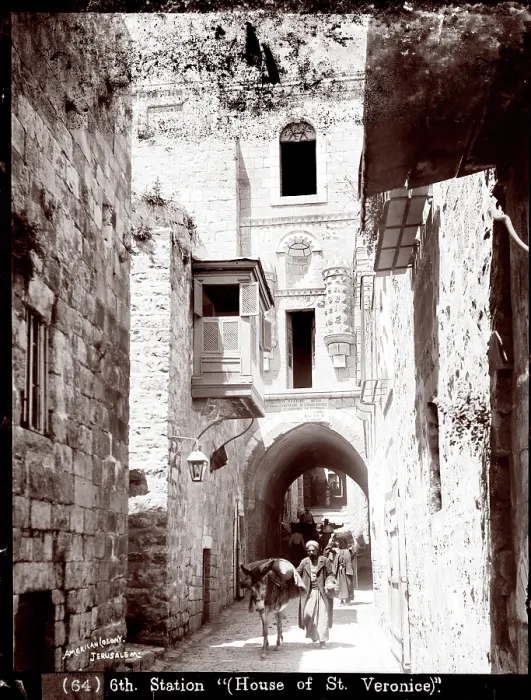 Framed Print : The scene of the 6th Station of the Cross, House of St. Veronica, circa 1898-1914 Framed Print : The scene of the 6th Station of the Cross, House of St. Veronica, circa 1898-1914