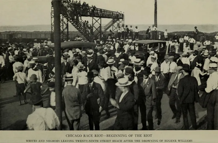 Framed Print : Scene at the beginning of the Chicago Race Riot at a Lake Michigan beach, July 27, 1919