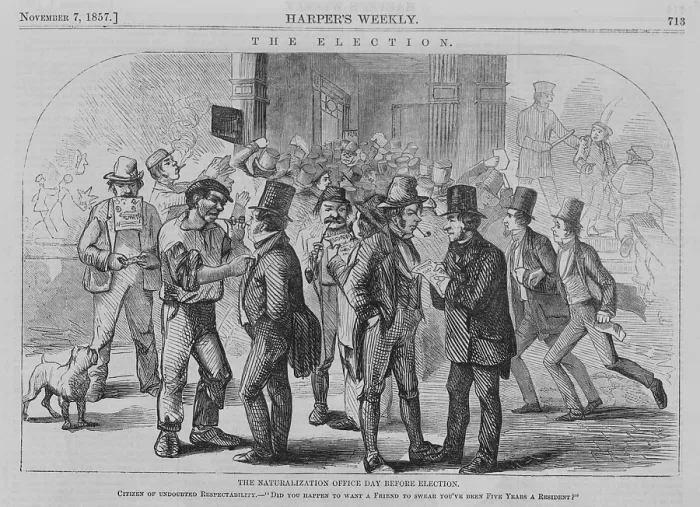 Framed Print : Scene at New York City's naturalization office the day before election Framed Print : Scene at New York City's naturalization office the day before election