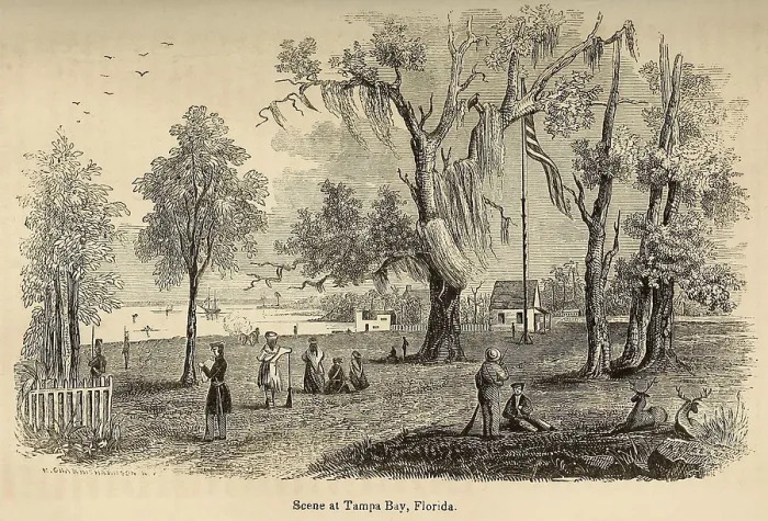 Framed Print : Scene at Tampa Bay Florida after it was ceded to the United States by the 1819 Adams-Ons Treaty with Spain