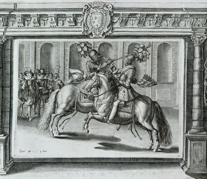 Framed Print : Scene of a tournament. 17th century. Engraving. FRANCE. Paris. National Library. - Iberfoto / Everett Collection (567233)**US SALES ONLY**