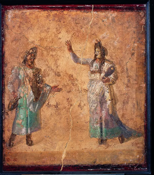 Framed Print : Scene from a Tragedy, by unknown artist, 62-79, 1st Century A.D. ripped fresco, 66 x 57 cm - Italy, Campania, Naples, National Archaeological Museum, Room LXXII, inv. 9039 Framed Print : Scene from a Tragedy, by unknown artist, 62-79, 1st Century A.D. ripped fresco, 66 x 57 cm - Italy, Campania, Naples, National Archaeological Museum, Room LXXII, inv. 9039