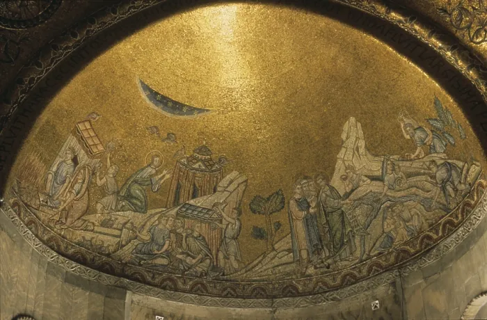 Framed Print : Scenes of Exodus, by Unknown Artist, 1215 - 1280, 13th Century, mosaic - Italy, Veneto, Venice, Saint Mark's Basilica. Detail