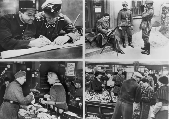 Framed Print : Scenes of German soldiers with Parisians during the Nazi occupation of France Framed Print : Scenes of German soldiers with Parisians during the Nazi occupation of France