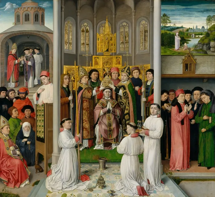 Framed Print : SCENES FROM LIFE OF ST. AUGUSTINE OF HIPPO, 1490, Netherlandish, Northern Renaissance oil painting Framed Print : SCENES FROM LIFE OF ST. AUGUSTINE OF HIPPO, 1490, Netherlandish, Northern Renaissance oil painting