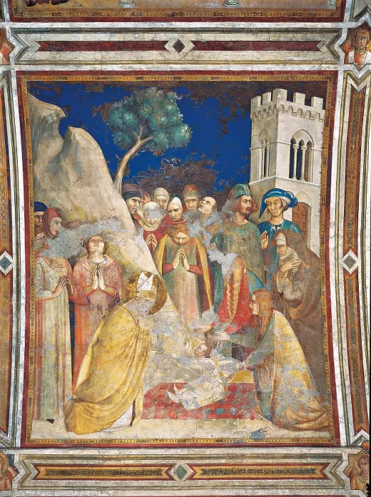 Framed Print : Scenes from the Life of St Martin The Miracle of the Resurrected Child, by Simone Martini, 1315 - 1317 about, 14th Century, fresco, cm 296 x 230 - Italy, Umbria, Perugia, Assisi Framed Print : Scenes from the Life of St Martin The Miracle of the Resurrected Child, by Simone Martini, 1315 - 1317 about, 14th Century, fresco, cm 296 x 230 - Italy, Umbria, Perugia, Assisi