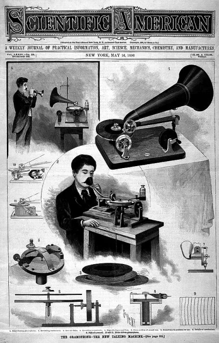 Framed Print : Scientific American magazine, depicting recording devices, New York, May 16, 1896
