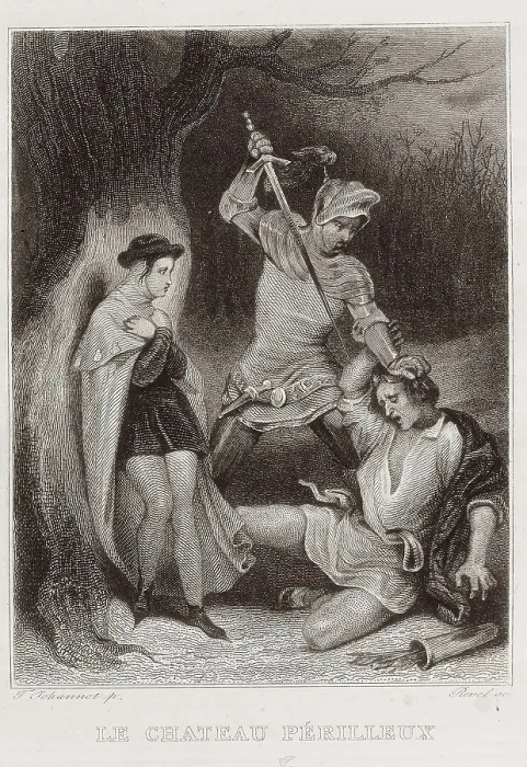 Framed Print : SCOTT, Sir Walter (1771-1832). 'Castle Dangerous'. Illustration of the novel. Etching. SPAIN. Madrid. National Library. AISA / Everett Collection**US SALES ONLY**