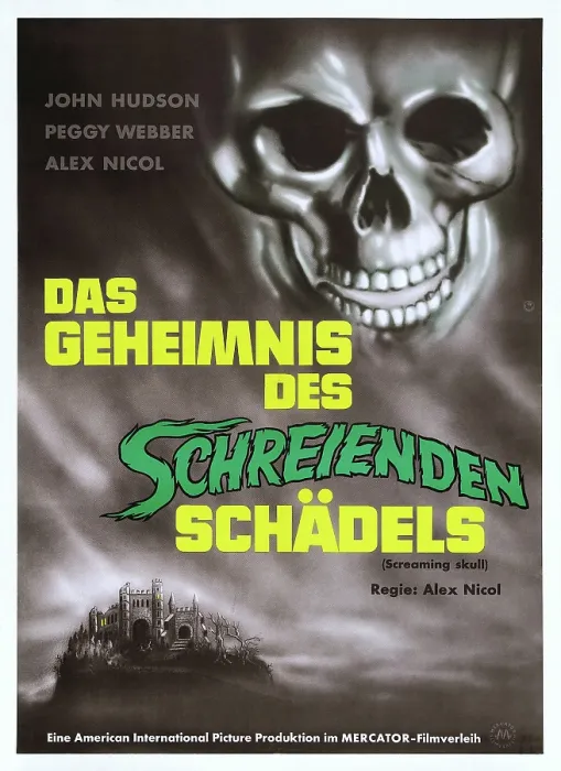 Framed Print : THE SCREAMING SKULL, (aka DAS GEHEIMNIS DES SCHREIENDEN SCHADELS), German poster art, 1958 Framed Print : THE SCREAMING SKULL, (aka DAS GEHEIMNIS DES SCHREIENDEN SCHADELS), German poster art, 1958