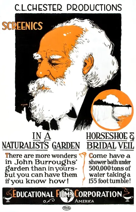 Framed Print : Screenics, 1910s short featuring naturalist John Burroughs, waterfalls