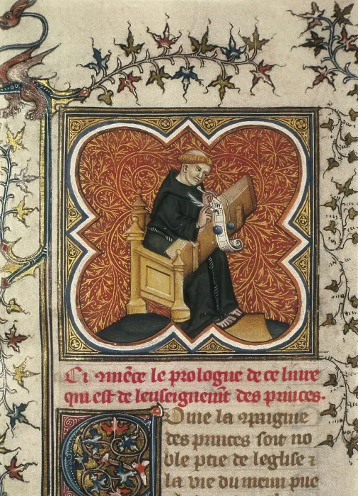 Framed Print : Scribe monk. French school (14th c.). Illustration of a philosophic and moral treatise. Gothic art. Miniature Painting. FRANCE. Besanon Framed Print : Scribe monk. French school (14th c.). Illustration of a philosophic and moral treatise. Gothic art. Miniature Painting. FRANCE. Besanon