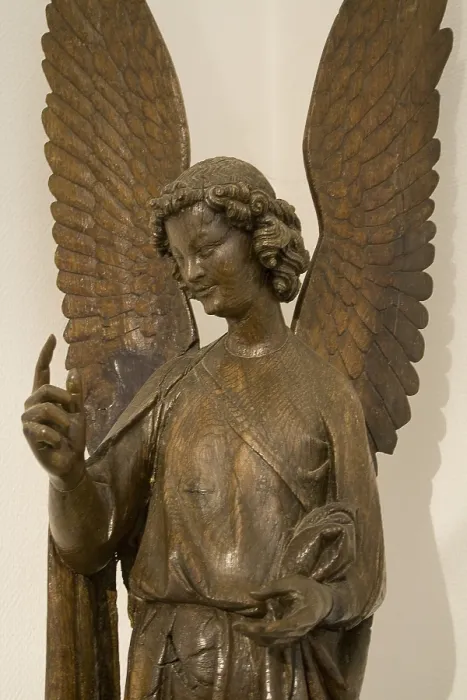 Framed Print : One sculpture from the group known as 'Anges d'Humbert'. Late 13th century. Gothic art. Sculpture on wood. FRANCE. Arras. Musee des beaux-arts Framed Print : One sculpture from the group known as 'Anges d'Humbert'. Late 13th century. Gothic art. Sculpture on wood. FRANCE. Arras. Musee des beaux-arts