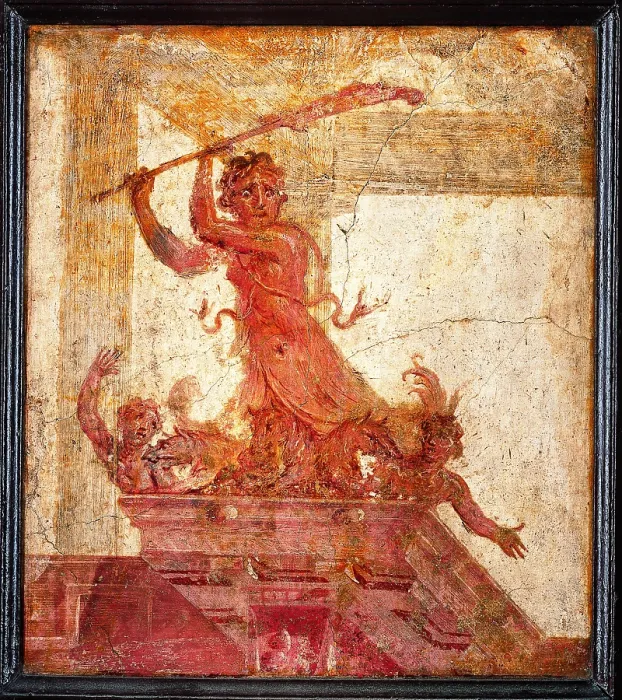 Framed Print : Scylla, by unknown artist, 54-68, 1st Century A.D. ripped fresco, 29, 7 x 29, 6 cm - Italy, Campania, Naples, National Archaeological Museum, Room LXXVII, inv. 8860