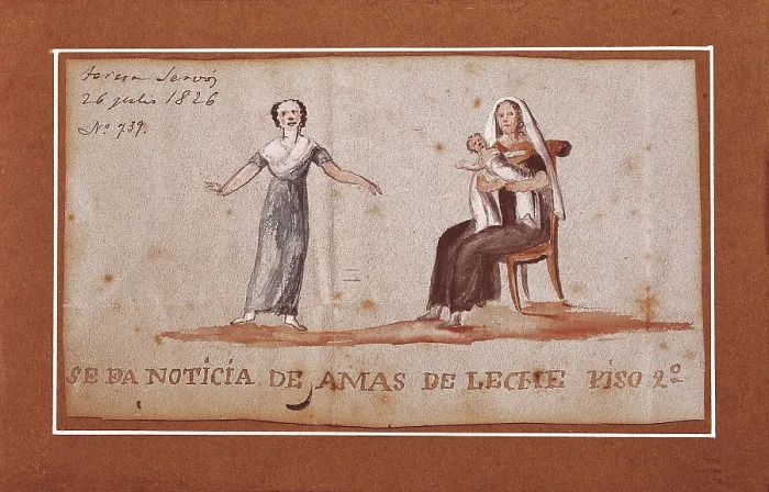 Framed Print : Se da noticia de amas de leche Piso 2. Advertisement of a wet nurse signed by Teresa Servs (BarcelonaJuly 26th1826). SPAIN. Barcelona. Barcelona City History Museum