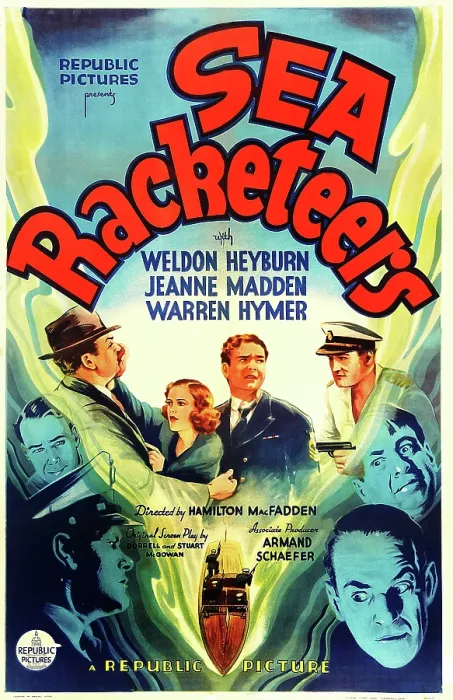 Framed Print : SEA RACKETEERS, US poster art, full color from left: Benny Burt, Jeanne Madden, Weldon Heyburn, Don Rowan; monochrome from left: Syd Saylor, Warren Hymer, Robert Brister, J