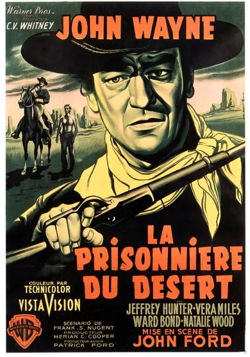 Framed Print : THE SEARCHERS, (aka LA PRISONNIERE DU DESERT), Natalie Wood, John Wayne, Jeffrey Hunter, on French poster art, 1956 Framed Print : THE SEARCHERS, (aka LA PRISONNIERE DU DESERT), Natalie Wood, John Wayne, Jeffrey Hunter, on French poster art, 1956