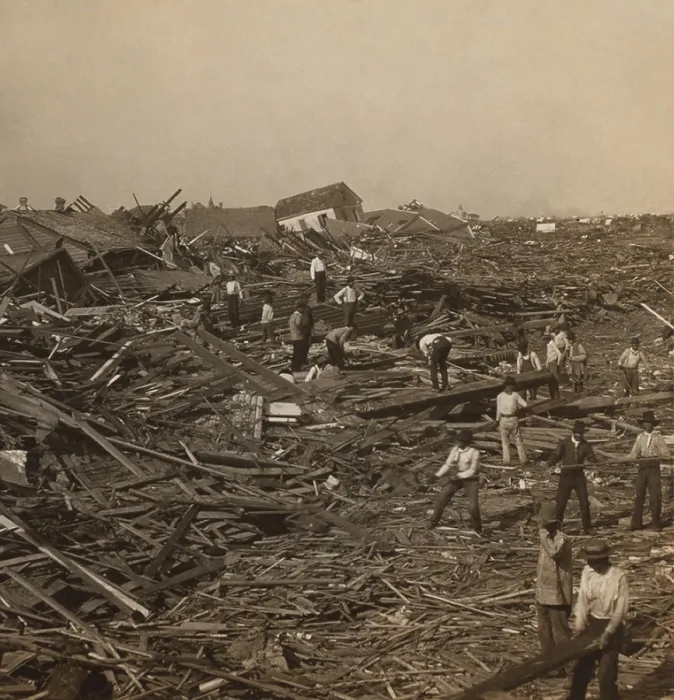 Framed Print : Searching for the dead among the ruins, Galveston, Texas, two days or more after the disaster. On Sept