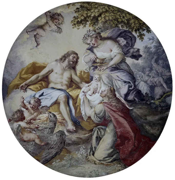 Framed Print : Four Seasons, by Fedele Fischetti, 1750 - 1789 ca. 18th Century, fresco - Italy, Campania, Caserta, Royal Little House of Belvedere. Whole artwork view Framed Print : Four Seasons, by Fedele Fischetti, 1750 - 1789 ca. 18th Century, fresco - Italy, Campania, Caserta, Royal Little House of Belvedere. Whole artwork view
