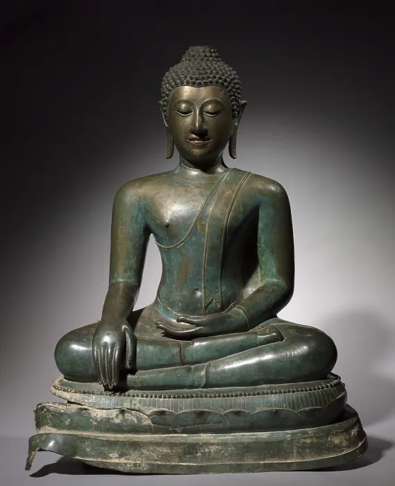 Framed Print : Seated Buddha, c. 1400s, Thailand, Chiang Mai, Chengsen Period, bronze sculpture. (BSLOC_2023_3_55)