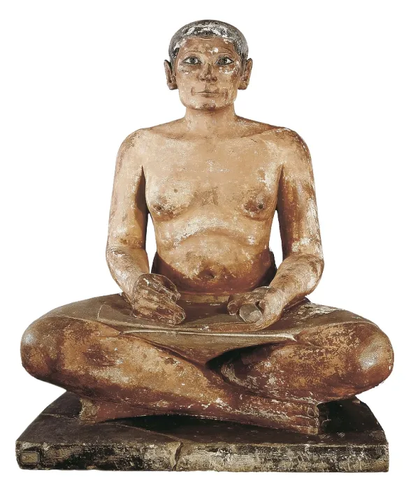 Framed Print : The Seated Scribe. 28th-23rd c. BC. It belongs to the 4th or 5th dynasty. Painted limestone, glass rock eyes inset into copper Framed Print : The Seated Scribe. 28th-23rd c. BC. It belongs to the 4th or 5th dynasty. Painted limestone, glass rock eyes inset into copper