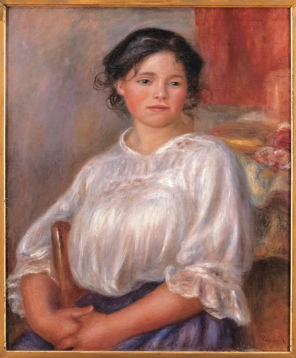 Framed Print : Seated Young Woman (Hlne Bellon), by Pierre-Auguste Renoir, 1909 about, 20th Century, oil on canvas, cm 65, 5 x 54, 5 - France, Ile de France, Paris, Muse dOrsay, R.F. 2018. All Framed Print : Seated Young Woman (Hlne Bellon), by Pierre-Auguste Renoir, 1909 about, 20th Century, oil on canvas, cm 65, 5 x 54, 5 - France, Ile de France, Paris, Muse dOrsay, R.F. 2018. All