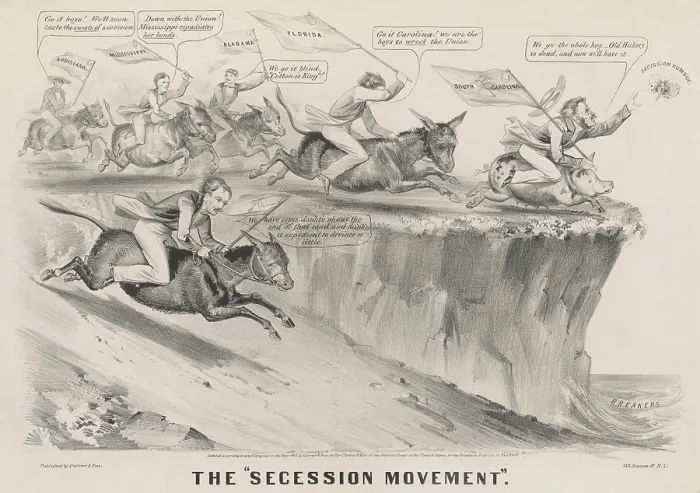 Framed Print : THE SECESSION MOVEMENT, 1861 political cartoon by Currier and Ives