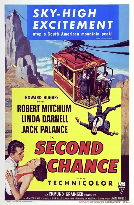 Framed Print : SECOND CHANCE, US poster art, bottom from left: Robert Mitchum, Linda Darnell, 1953