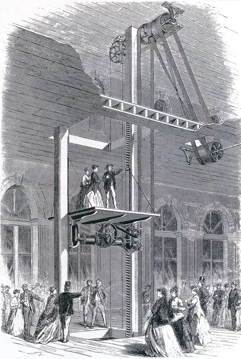 Framed Print : Throughout the second half of the 19th century, many technologies converged to advance elevator speed, strength and safety Framed Print : Throughout the second half of the 19th century, many technologies converged to advance elevator speed, strength and safety