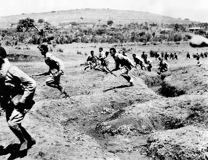 Framed Print : Second Italo-Ethiopian War. Ethiopian infantrymen running during battle in Southern Ethiopia. Oct. 1935. (CSU_ALPHA_1571) CSU Archives / Everett Collection Framed Print : Second Italo-Ethiopian War. Ethiopian infantrymen running during battle in Southern Ethiopia. Oct. 1935. (CSU_ALPHA_1571) CSU Archives / Everett Collection