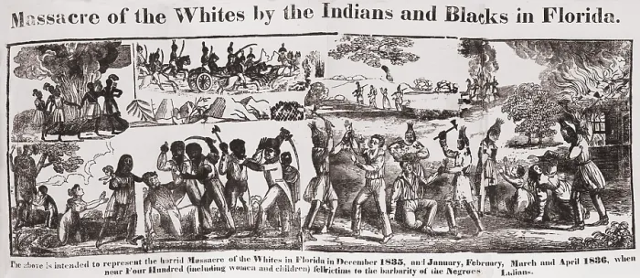 Framed Print : Second Seminole War, 1835-1842. Massacre of Whites by Indians and Blacks in Florida in 1836