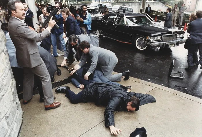 Framed Print : Seconds after the assassination attempt on the life of President Ronald Reagan Framed Print : Seconds after the assassination attempt on the life of President Ronald Reagan