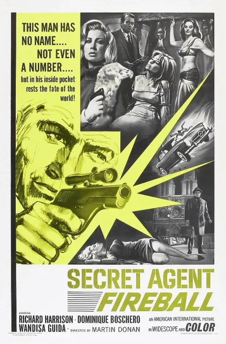 Framed Print : SECRET AGENT FIREBALL, (aka LE SPIE UCCIDONO A BEIRUT), Richard Harrison (left), Wandisa Guida (top gun), Dominique Boschero (in chair), 1965