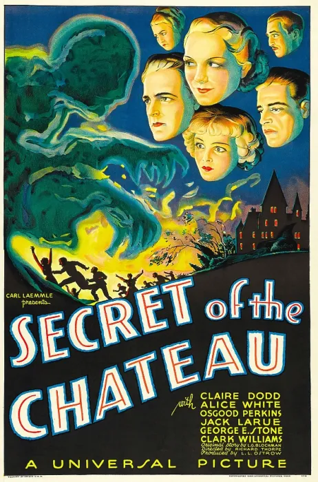 Framed Print : SECRET OF THE CHATEAU, poster, Clark Williams (left), Osgood Perkins (top right), center: Claire Dodd, Alice White (bottom), Jack La Rue (bottom right), 1934 Framed Print : SECRET OF THE CHATEAU, poster, Clark Williams (left), Osgood Perkins (top right), center: Claire Dodd, Alice White (bottom), Jack La Rue (bottom right), 1934