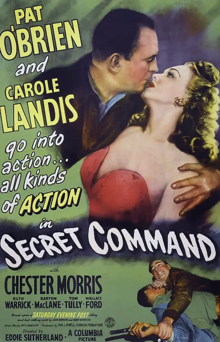 Framed Print : SECRET COMMAND, US poster art top, from left: Pat O'Brien, Carole Landis, 1944