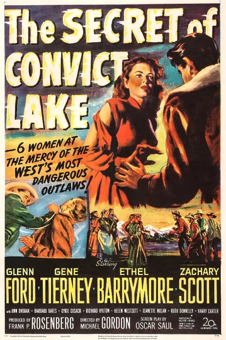 Framed Print : THE SECRET OF CONVICT LAKE, Gene Tierney on poster art, 1951, TM and Copyright 20th Century Fox Film Corp. All rights reserved. / courtesy Everett Collection