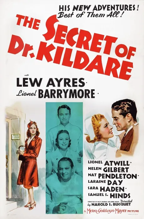 Framed Print : THE SECRET OF DR. KILDARE, US poster art, center insert from top: Lew Ayres, Laraine Day, Lionel Barrymore, 1939