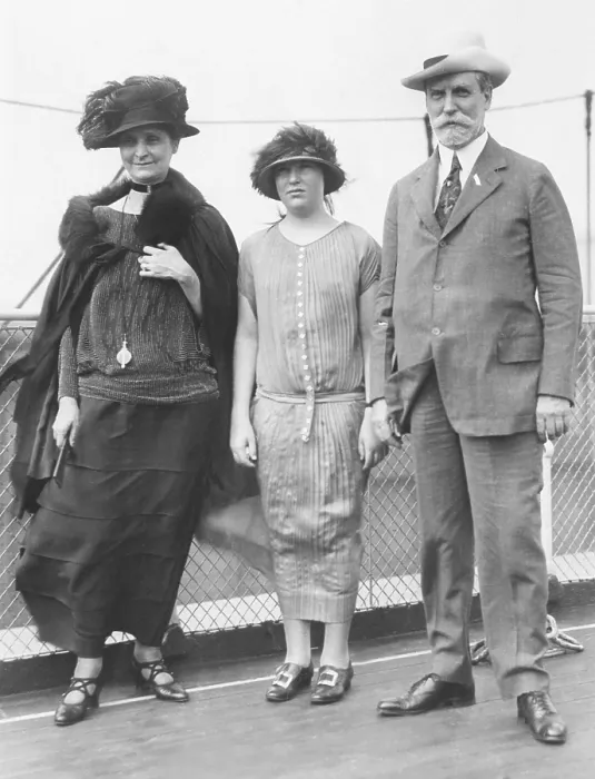 Framed Print : Secretary of State Charles Evans Hughes leaving for Europe on July 12, 1924