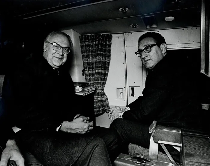 Framed Print : Secretary of State Henry Kissinger and Soviet Ambassador Anatoly Dobrynin meeting on a helicopter. Jan. 25 1974 Framed Print : Secretary of State Henry Kissinger and Soviet Ambassador Anatoly Dobrynin meeting on a helicopter. Jan. 25 1974