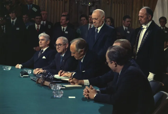 Framed Print : Secretary of State William P. Rogers signing the Vietnam Peace agreements. Jan. 27 1973