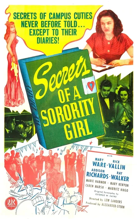 Framed Print : SECRETS OF A SORORITY GIRL, US poster, Mary Ware (top right), middle right: Rick Vallin, Mary Ware, 1945