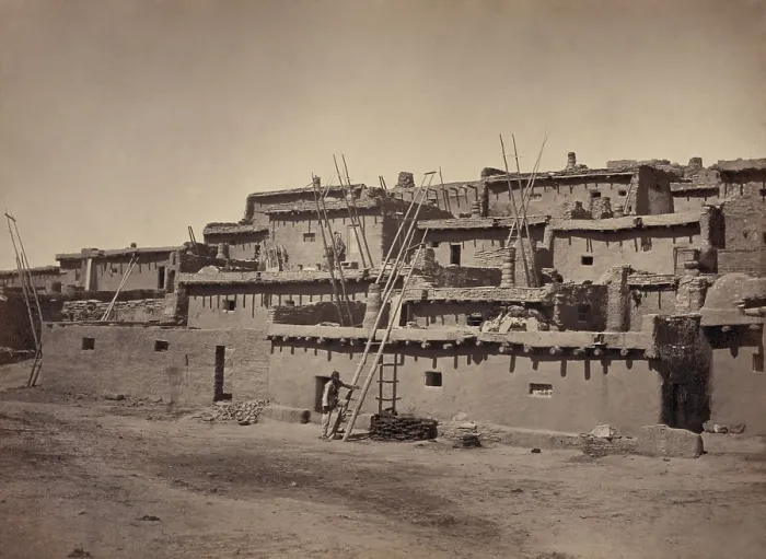 Framed Print : Section of the south side of Zuni Pueblo, New Mexico. 1873 photo by Timothy OSullivan, taken during his service on the Hayden Geographic Survey (BSLOC_2019_9_47)