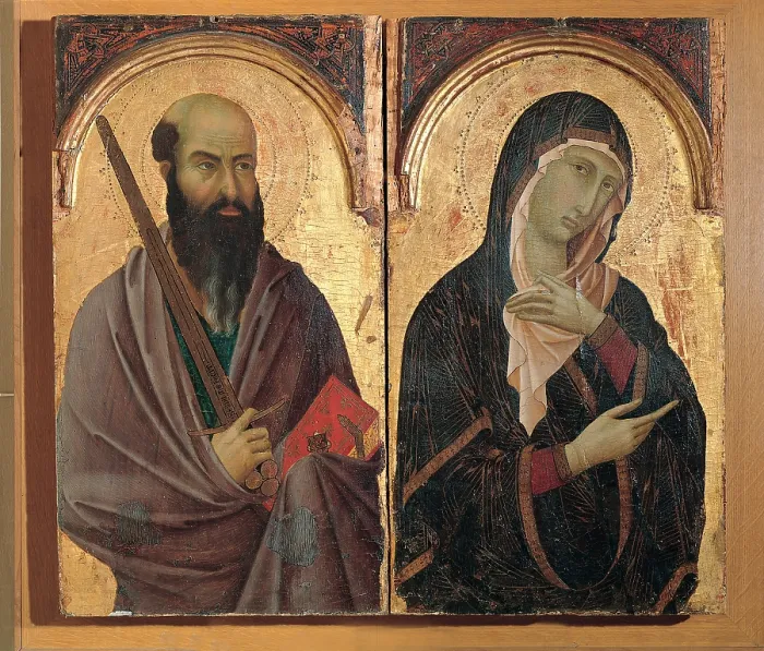 Framed Print : Segna di Bonaventura, Polyptych with Saints (St John the Evangelist, St Romuald, St Paul and Mary), 1298 - 1331, 14th Century, painting on wooden board, Italy, Tuscany, Siena Framed Print : Segna di Bonaventura, Polyptych with Saints (St John the Evangelist, St Romuald, St Paul and Mary), 1298 - 1331, 14th Century, painting on wooden board, Italy, Tuscany, Siena