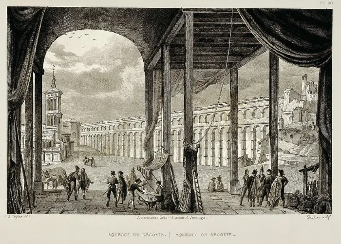 Framed Print : Segovia. The Acqueduct, 19th c. Engraving. SPAIN. Madrid. National Library. AISA / Everett Collection**US SALES ONLY** Framed Print : Segovia. The Acqueduct, 19th c. Engraving. SPAIN. Madrid. National Library. AISA / Everett Collection**US SALES ONLY**