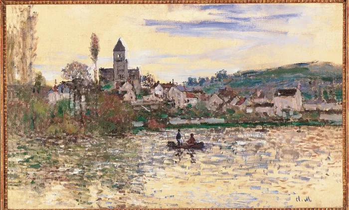 Framed Print : The Seine at Vtheuil, by Claude Monet, 1879 - 1880, 19th Century, oil on canvas, cm 43, 5 x 70, 5 - France, Ile de France, Paris, Muse dOrsay, RF1937-3. All