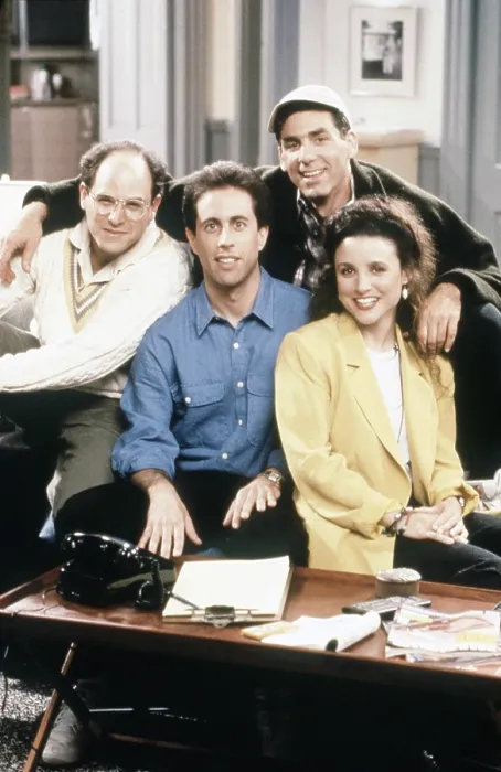 Framed Print : SEINFELD, from left: Jason Alexander, Jerry Seinfeld, Michael Richards, Julia Louis-Dreyfus, 1990-1998